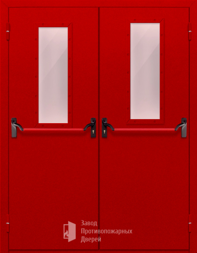 Фото двери «Двупольная с стеклом и антипаникой (красная)» в Старой Купавне