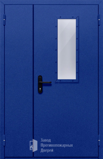 Фото двери «Полуторная со стеклом (синяя)» в Старой Купавне