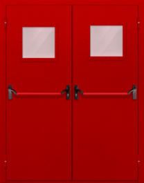 Фото двери «Двупольная со стеклопакетом и антипаникой (красная)» в Старой Купавне