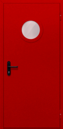 Фото двери «Однопольная с круглым стеклом (красная)» в Старой Купавне