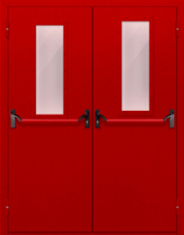 Фото двери «Двупольная с стеклом и антипаникой (красная)» в Старой Купавне