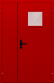 Фото двери «Полуторная со стеклопакетом (красная)» в Старой Купавне