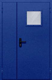 Фото двери «Полуторная со стеклопакетом (синяя)» в Старой Купавне
